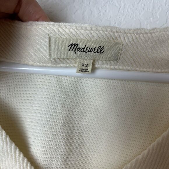 Madewell Sweater Womens XS Ivory Short Sleeve V-Neck Knit Pullover Casual Top - Picture 2 of 6
